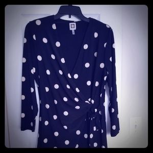 Anne Klein polka dot wrap blouse